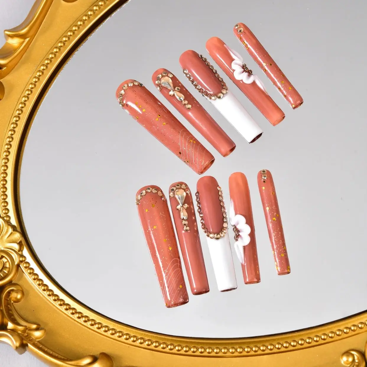 

10 шт., накладные ногти для французского маникюра, с полным покрытием