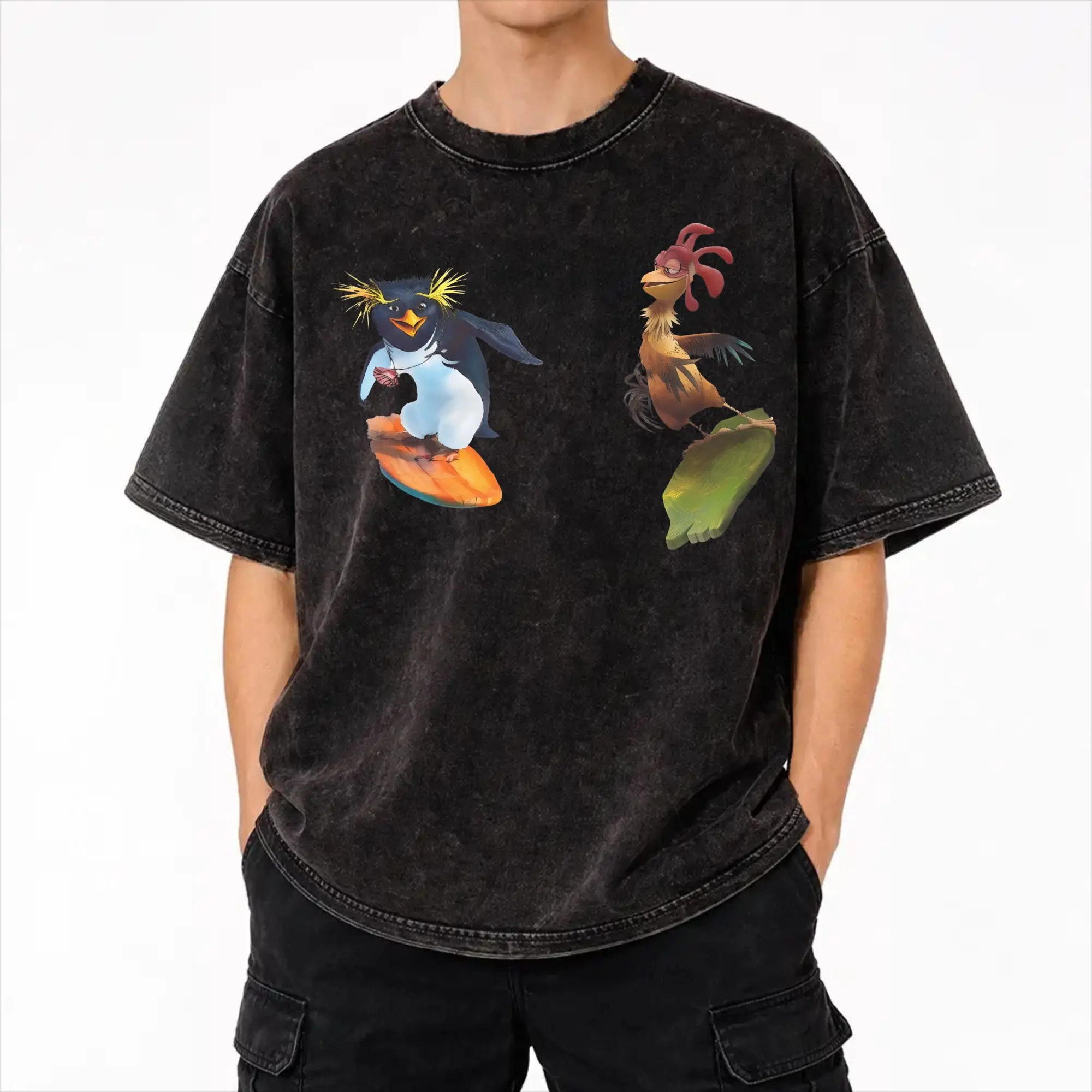 Surf's Up Chicken Joe T Shirts Hip Hop Washed Short Sleeve Harajuku T-Shirt  Cool for Men Women Streetwear Graphic Tees