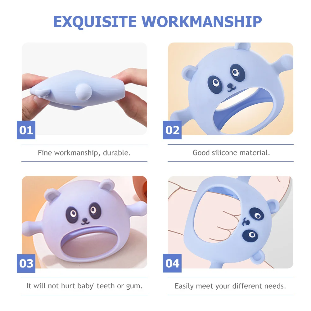 Teether Silikon Bayi Kartun Sarung Tangan Gigitan Bayi Penenang Kunyah Menenangkan Gusi Mendorong Perkembangan Rahang Teether Bayi