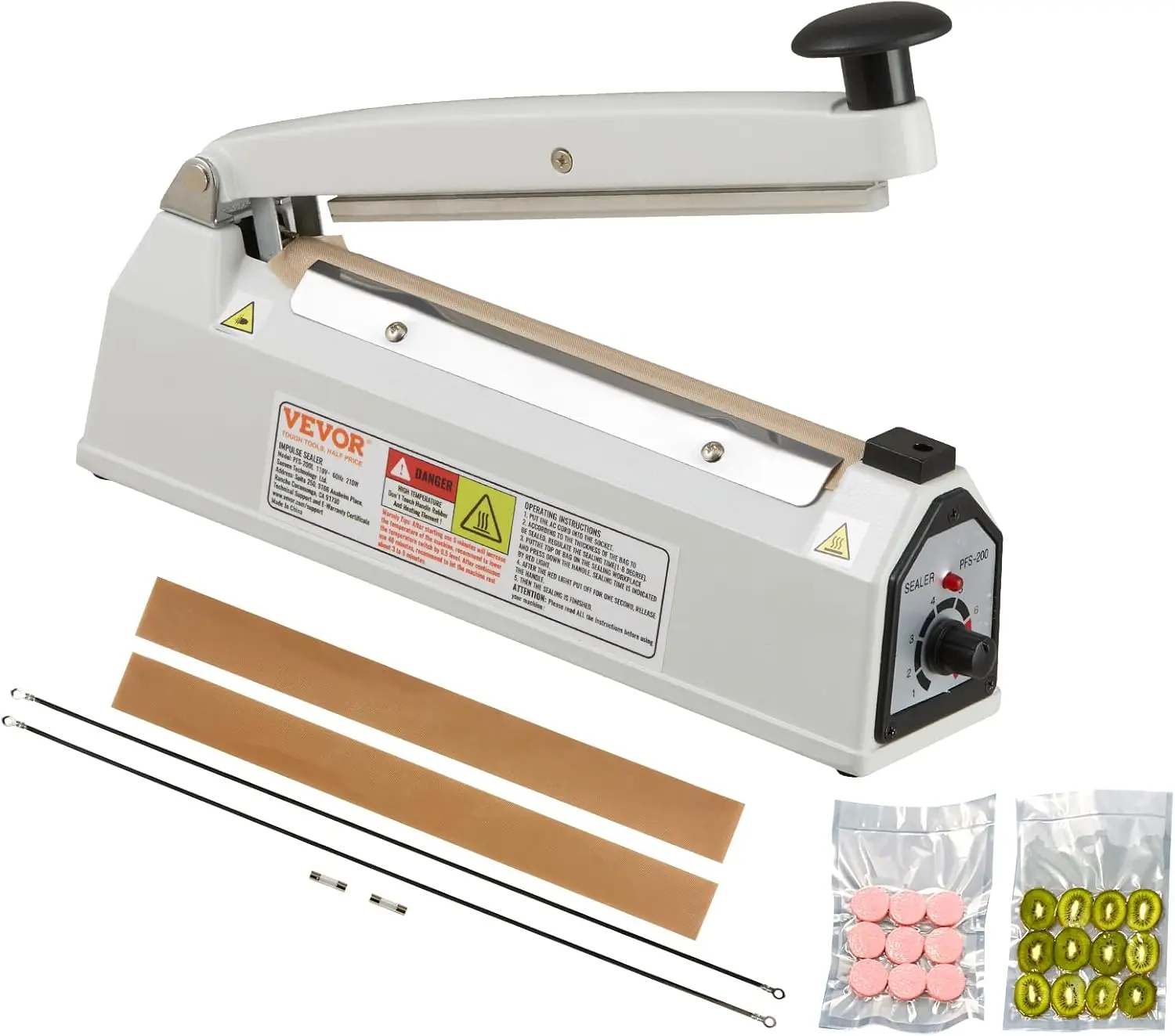 

Impulse Sealer 8 inch, Manual Heat Sealing Machine with Adjustable Heating Mode, Aluminum Shrink Wrap Bag Sealers