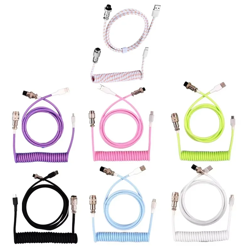 Mechanical Keyboard Coiled Cable Aviator Cable Type-C to USB Connector Keyboard Aviation Cable For Gaming Keyboard Accessories