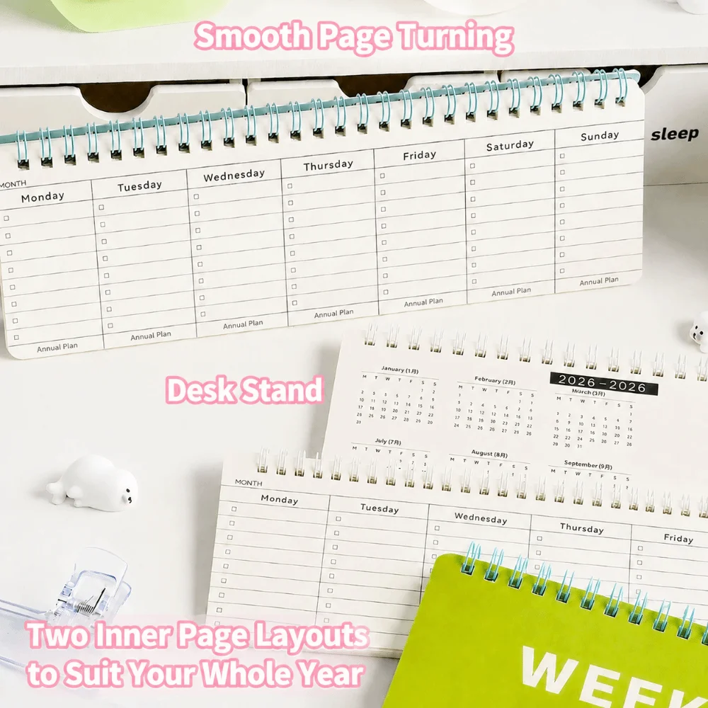 Multifunctional Flip Top Coiled Weekly Planner Notebook Portable Handwriting Daily Habit Tracker Schedule Notepad School Office