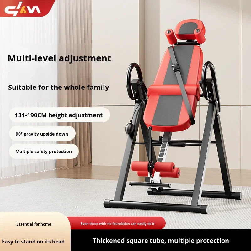 Multifunctional Mechanical Inverted Machine Cervical Lumbar Traction Fitness Equipment Home Stretching Exercise Steel Pipe