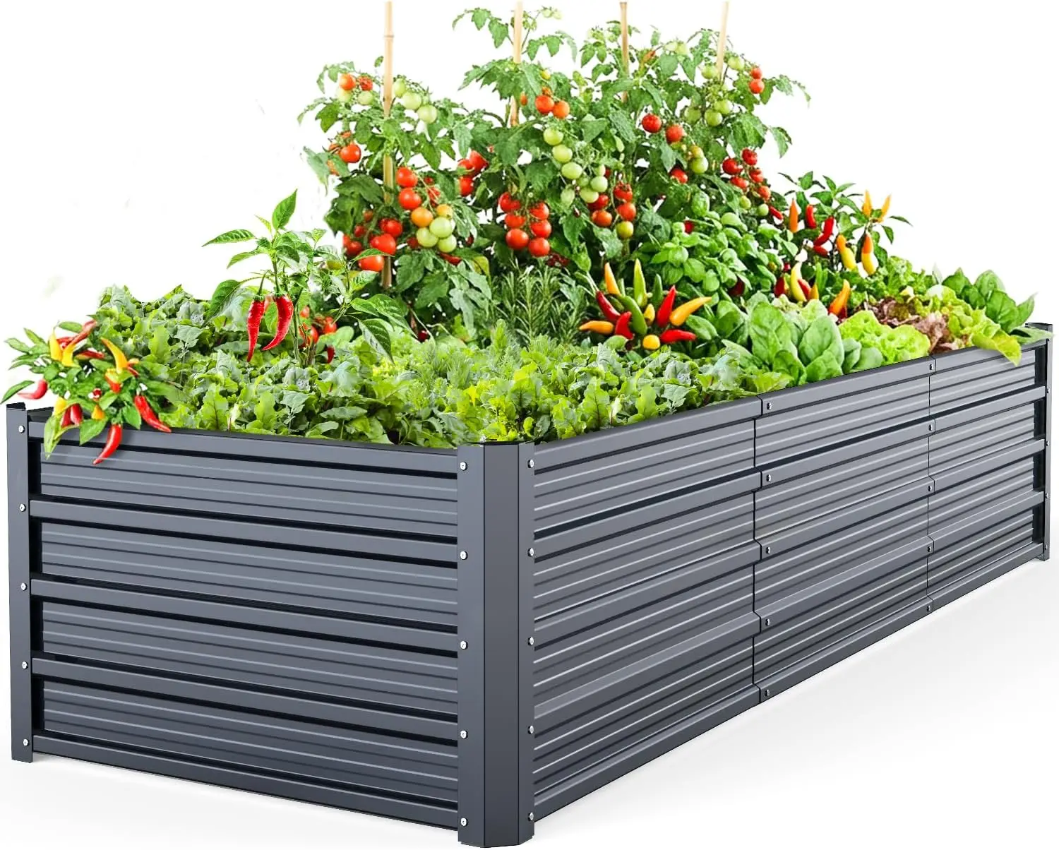 8x3x1.5 FT Metal Raised Garden Bed Outdoor, Reinforced Galvanized Steel Rustproof Planter Box, 100% Non-Toxic, 269 Gal Large Capacity Heavy Duty Raised Beds for Growing Vegetables Flowers Herbs