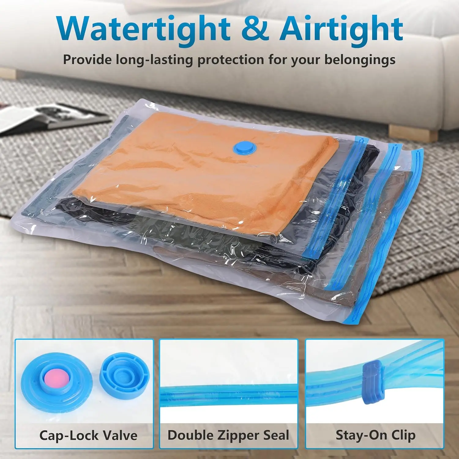 30 Pack Vacuum Storage Bags with Pump Space Saver Storage Bags Vacuum Seal Bags for Clothing Pillows Bedding Travel Organizer