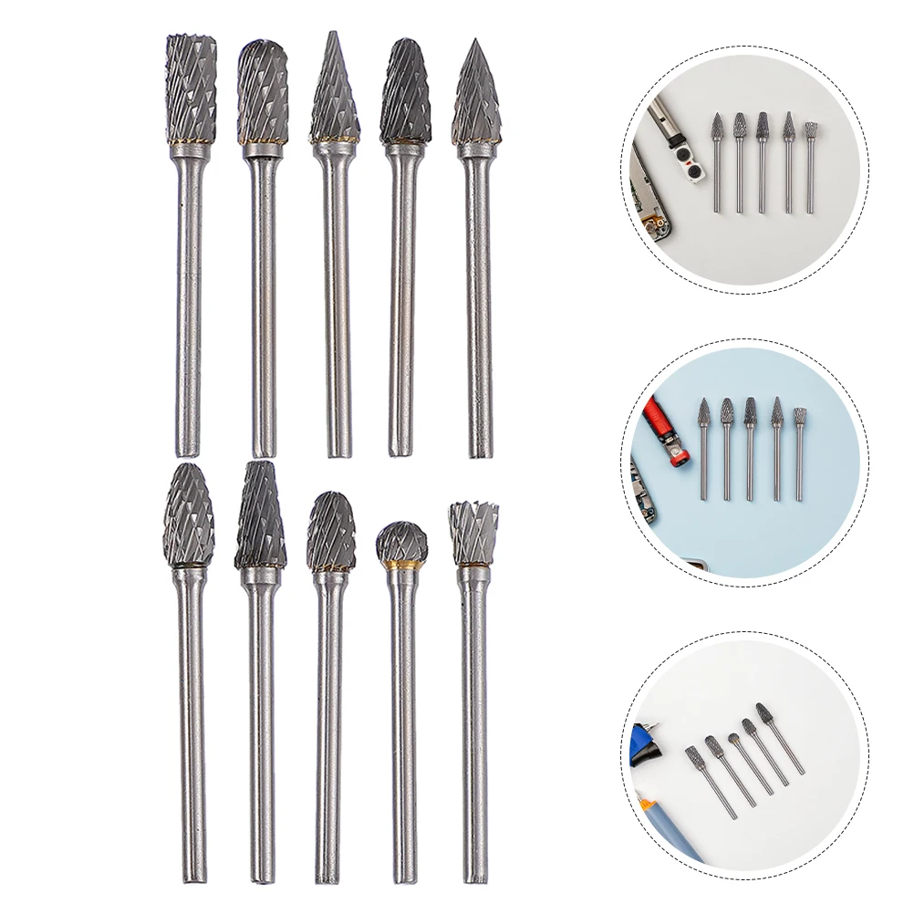 

10pcs Tungsten Carbide Rotary Burr Set Alloy Grinding Head For Metal Deburring Polishing Wood Carving Engraving Die