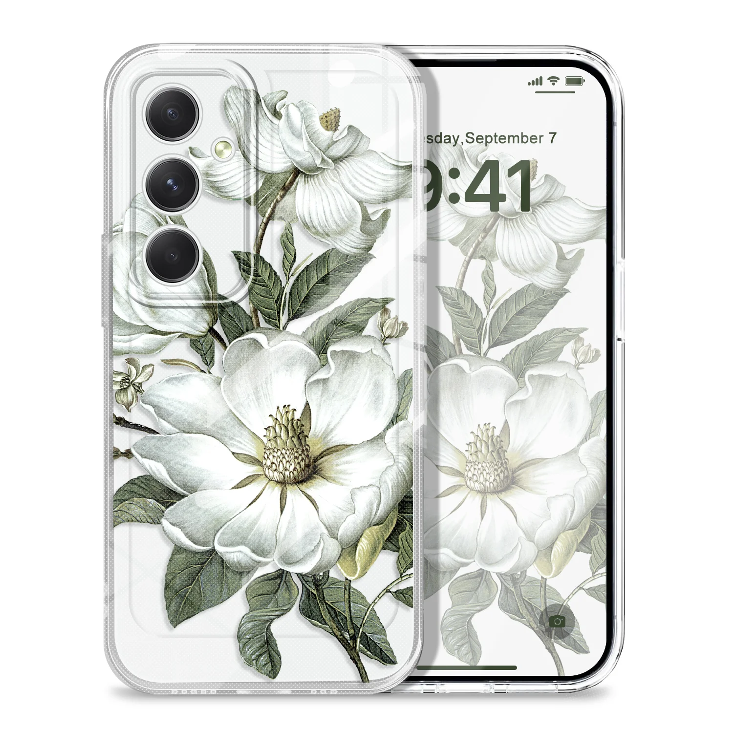 Gorgeous Magnolia Transparent Phone Case For Samsung Galaxy A73 A72 A54 A53 A52 A34 A33 A24 A23 A14 A13 A12 A04S A03 TPU Cover