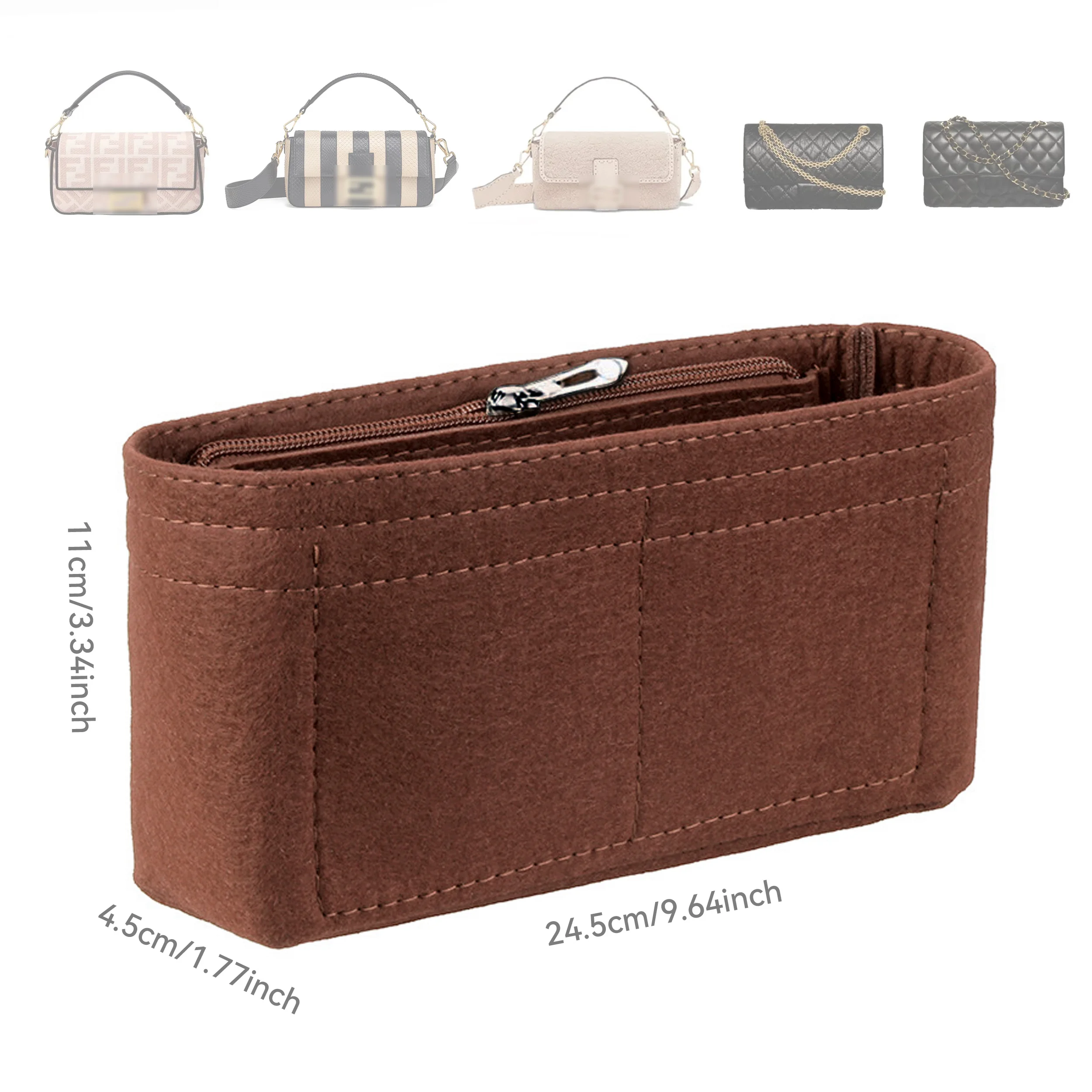 Filz-Einsatztaschen-Organizer, Make-up-Organizer, Innenfutter, perfekt für Marken-Damenhandtaschen und Kosmetiktaschen