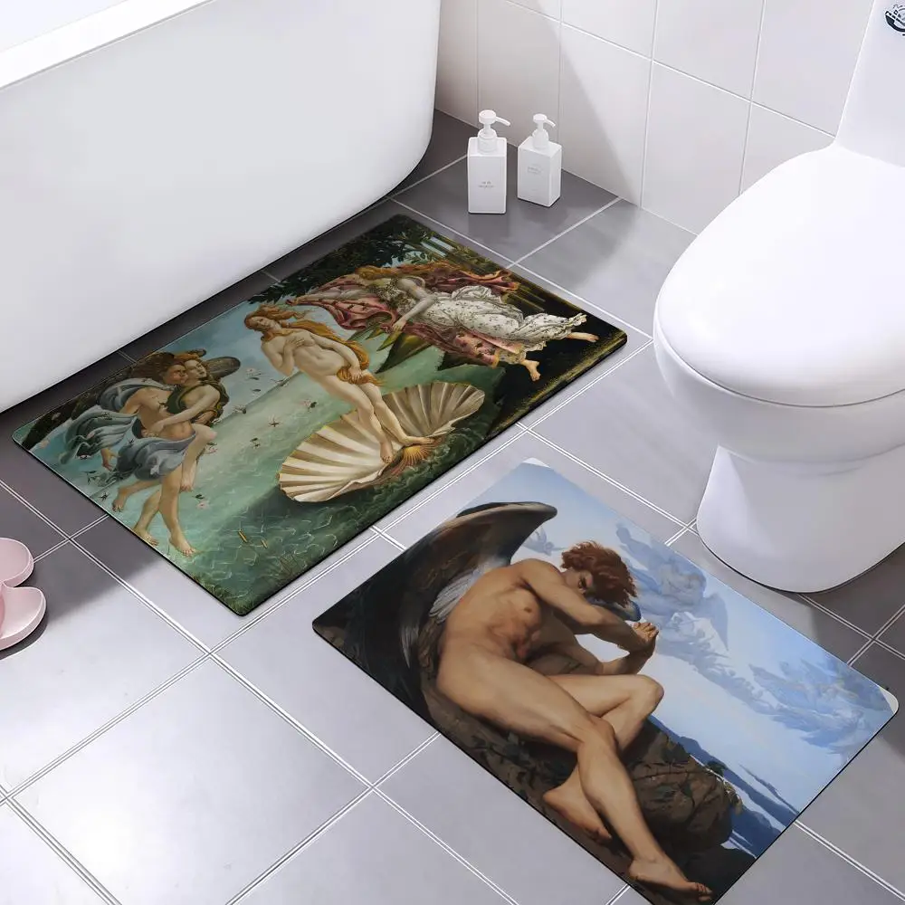 

Famous Painting Fallen Angel Floor Mat Soft Diatom Bathroom Absorbent Floor Mat, Toilet Of The Bathroom, Household Floor Mat, Do