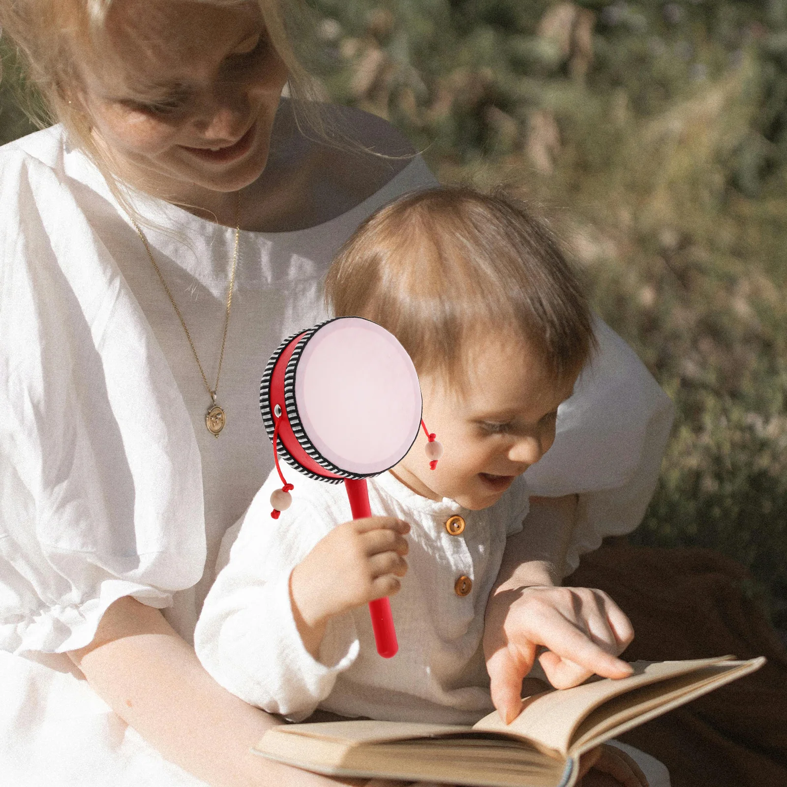 Tamburo scimmia Tamburo a sonaglio a mano Strumento a percussione educativo tradizionale con superficie liscia per i più piccoli che agitano i giocattoli