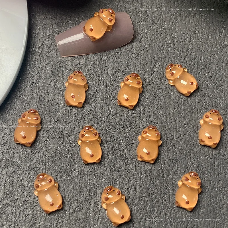 10 stuks hars schattige cartoon kapibala nagelkunst decoratie bruin capibara nagelbedels nagelaccessoires doe-het-zelf ambachten hoaг laaг soi