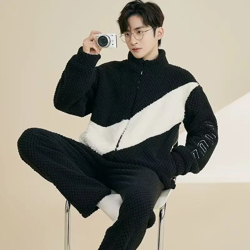 

Sleepwear Winter Sleepwear Men's Pajamas Autumn Winter Sports Thickened Warm Suits Coral Fleece Home Wear