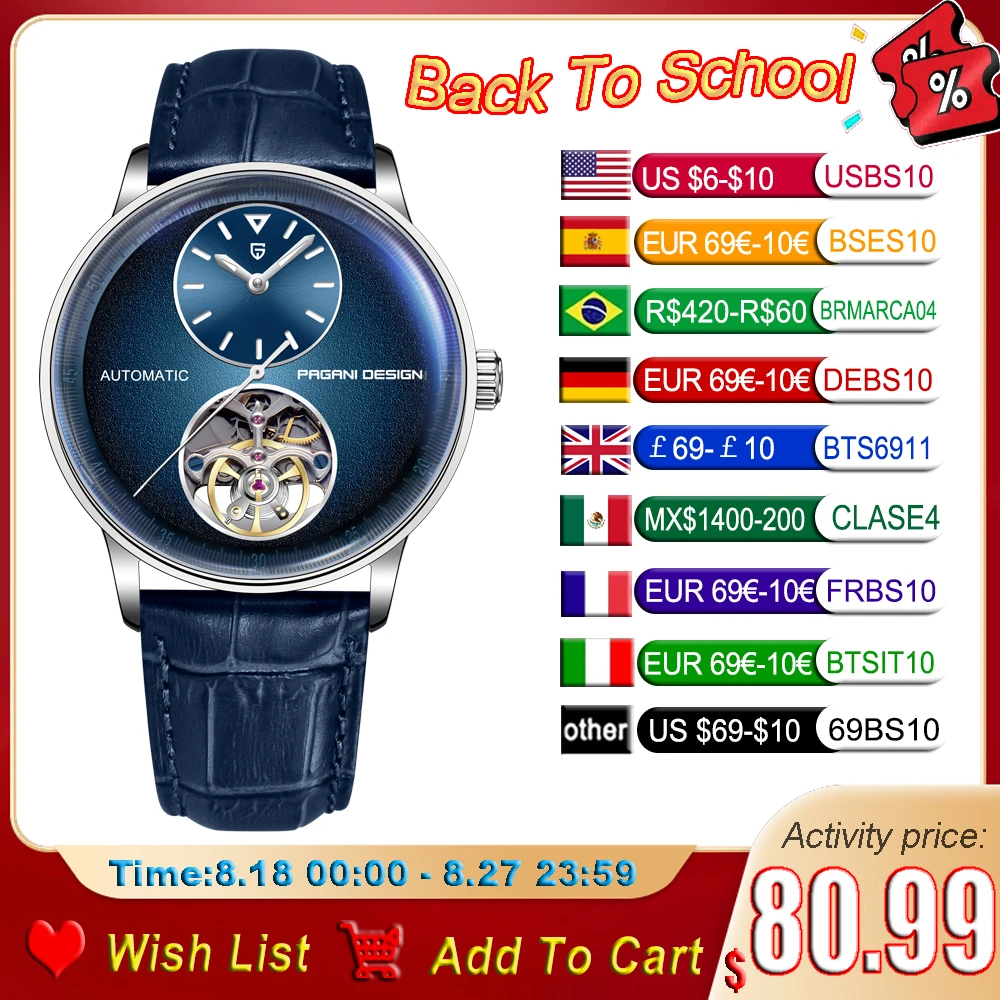 2025 New PAGANI DESIGN Tourbillon Men's Watches Luxury Mechanical Man Watch Automatic Wristwatch Sport Waterproof Leather Clock