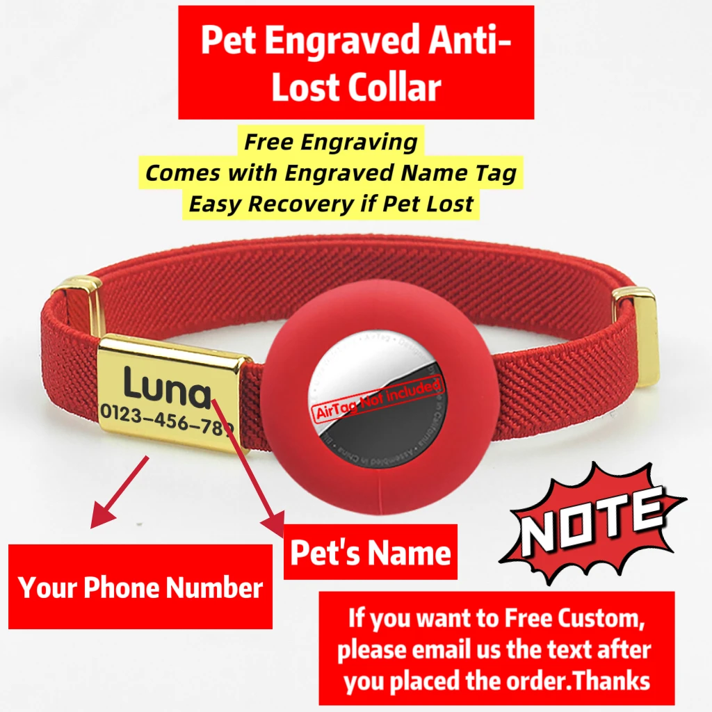 Weißes Katzenhalsband mit Anpassbarem Namensschild, Haustier-ID-Halskette für Welpen, Elastisches GPS-Tracker-Halsband für Kätzchen mit AirTag-Halter – Detail 1