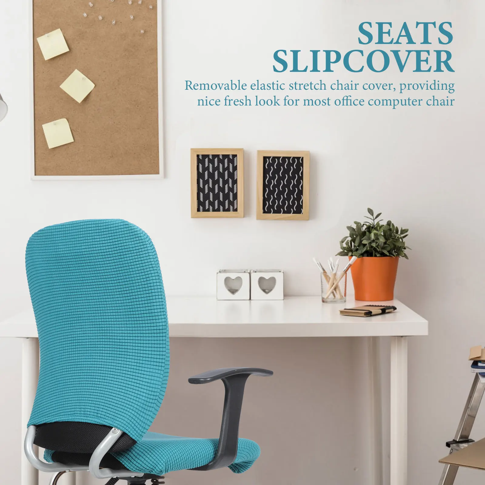

Office Chair Stretch Polyester Slipcover for Desk Rotating Furniture Office Chair Supplies Seat Backrest Set Easy Install