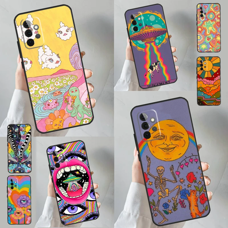 Cute Indie Hippie Case For Samsung Galaxy A32 A52 A12 A14 A34 A54 A51 A71 A53 A33 A13 A15 A25 A35 A55 Cover