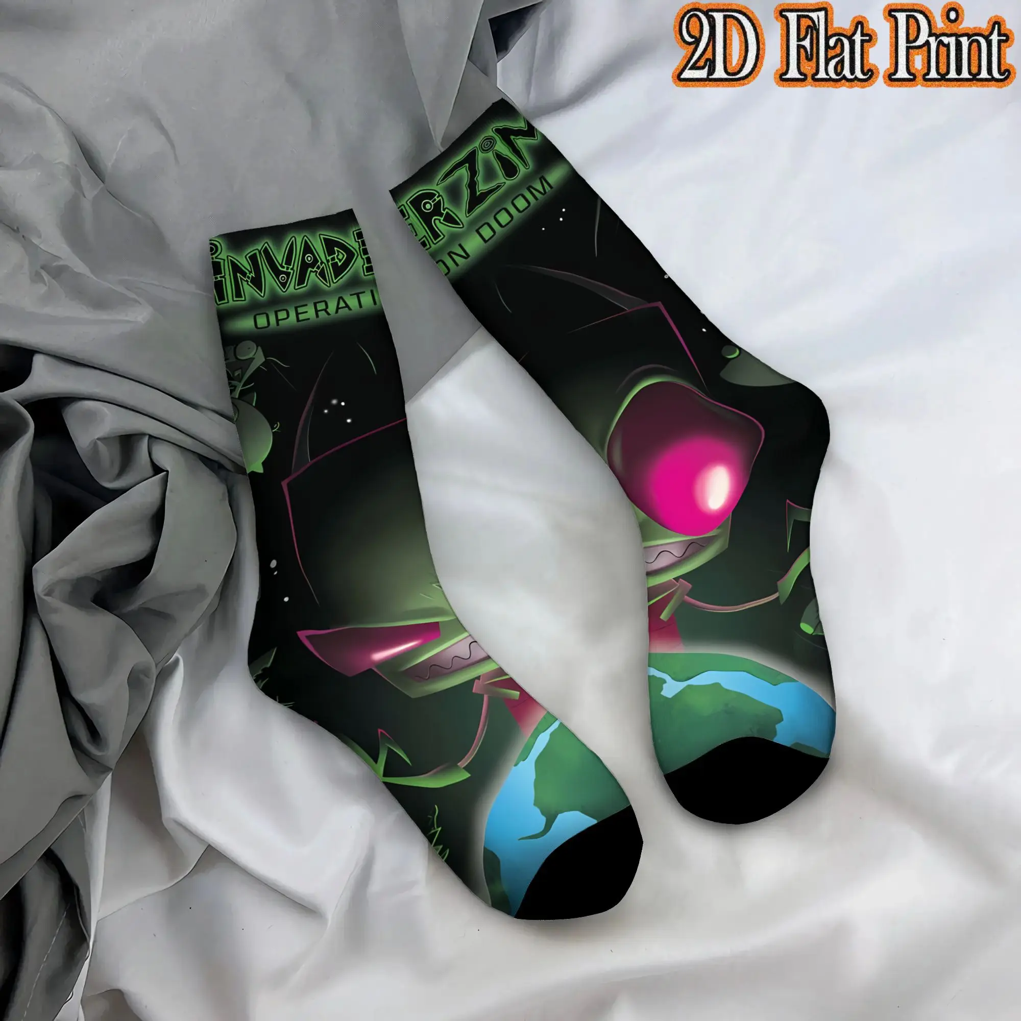 Fashion Retro Invader Zim Anime  Men's  Mid-calfSock Unisex  Funny Mid-Calf Socks