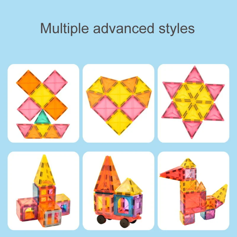 Magnetic Tiles 120PCS Magnetic Blocks Clear Building Blocks Set STEM Sensory Educational Toys Gift for Toddlers Kids Boys