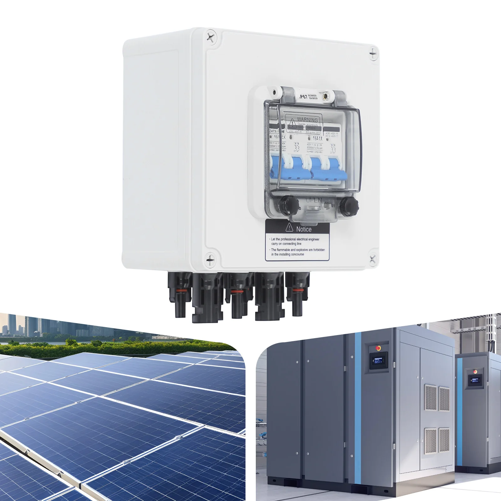 DC 12–400 V PV-Kombinator-Box, 4 Eingänge, 4 Ausgänge, 2 Eingänge, 2 Ausgänge, Solar-Leistungsschalter, IP67 wasserdicht, Flammschutz, Überspannungsschutz – Detail 16