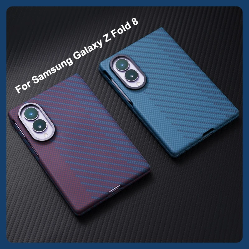 Case For Samsung Galaxy Z Fold 8 Magnetic Splicing Fiber Pattern PC Non-Slip Anti-fingerprint Folding Cover Wth Screen Protector