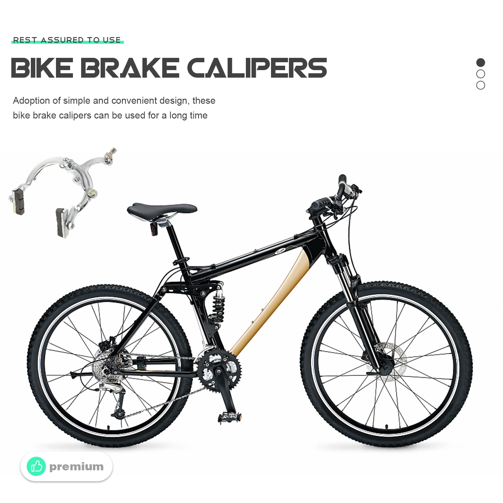 

2 Pcs Bicycle Clamp Brake Calipers Replacement Road Pad Large Pads Bike Brakes Mountain Rubber Metal Practical Sturdy Long Use