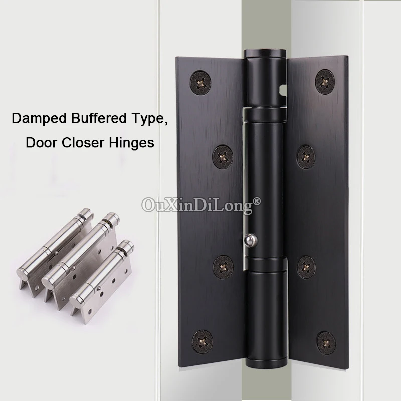 New Arrival 4PCS Stainless Steel Hidden Door Hinges Buffer Damping Automatic Door Closer Background Wall Positioning Hinges