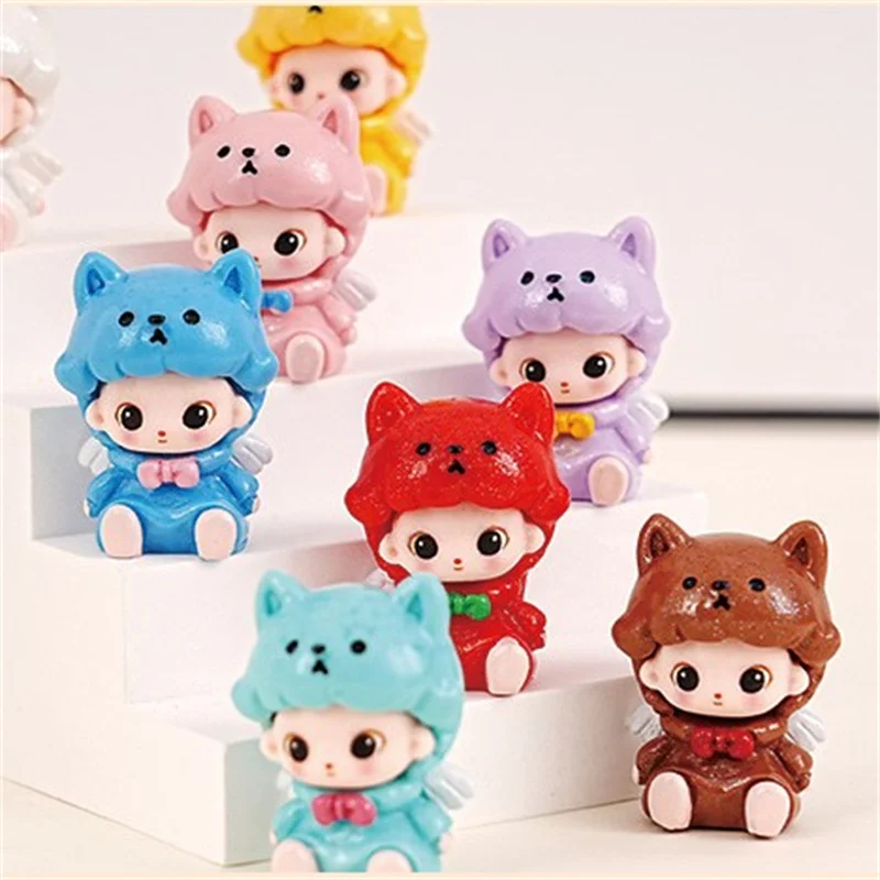 Puppy Angel Doll Mini Figuur Cartoon Hars Mini Figuur Ornament Desktop Auto Leuke Decoratie