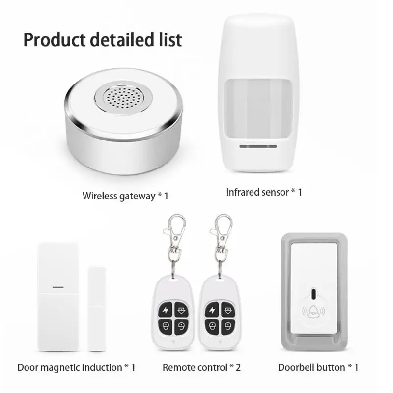 Hard Shell Home Use Easy Installation Wireless Automatic Alarm Reminder Convenient And Energy-saving Sound And Light Alarm Alarm