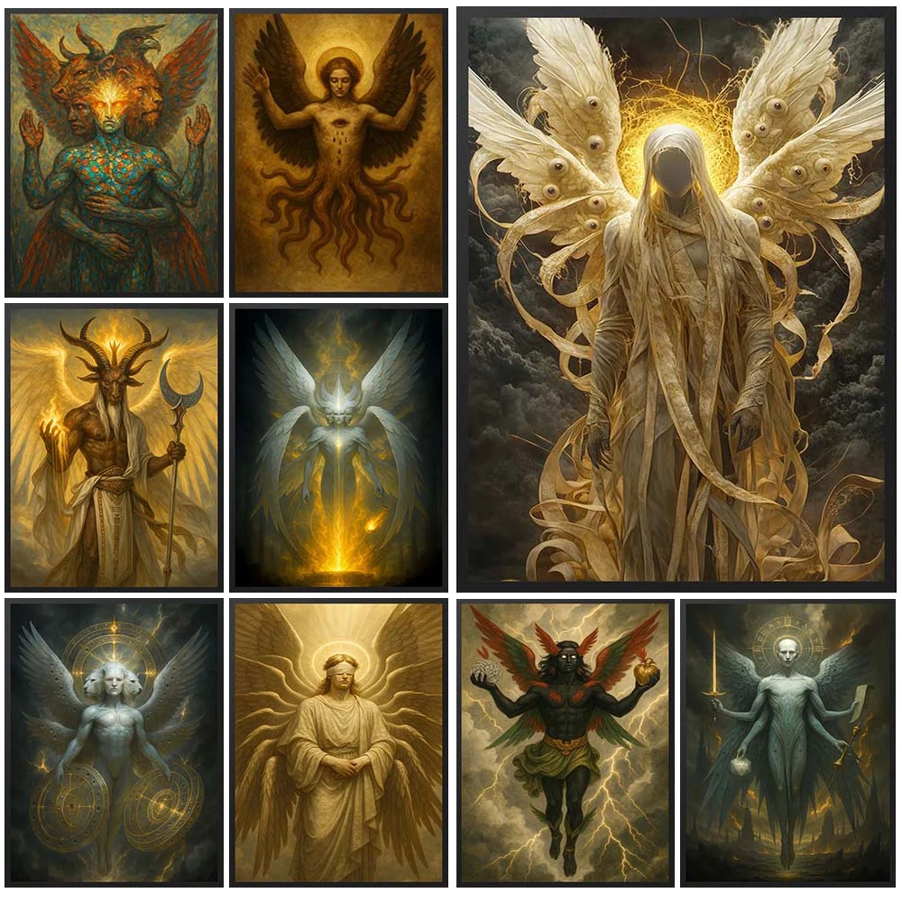 

Religion Divine Guardian Seraph Archangel Poster Wall Pictures For Church Decor Christianity Wall Art Canvas Painting Unframed