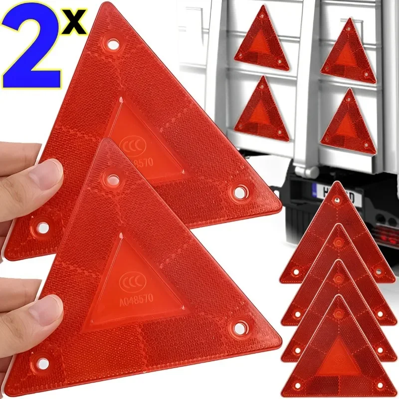 Truck Warning Reflector Triangle Red Truck Stop Warning Sign Plate Rear Light Safety Reflective Sign Board for Trailer Reflector