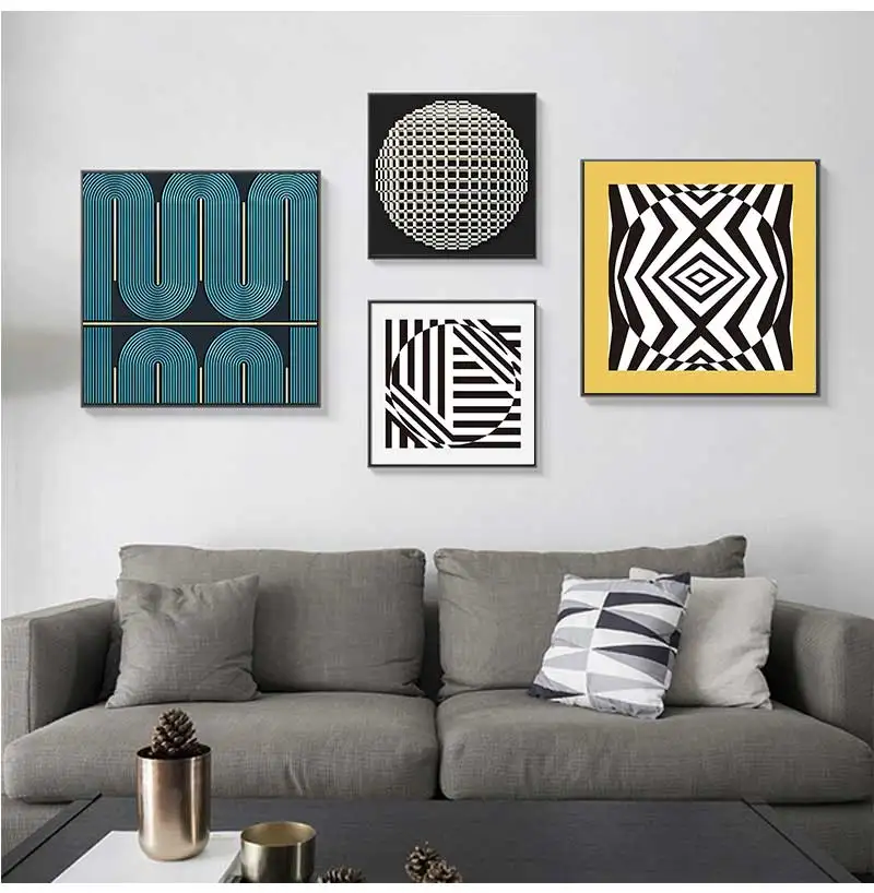 Modern Abstract Geometrical Canvas Painting Posters and Prints Gallery Wall Art Pictures Minimalist Boho Home Living Room Decor