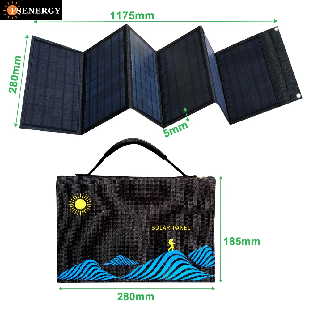 Solar charger Portable 40W 50W 60W Foldable Solar Charger for Phone/laptop/Camera/Camping Van RV 40W 80W Solar Panel