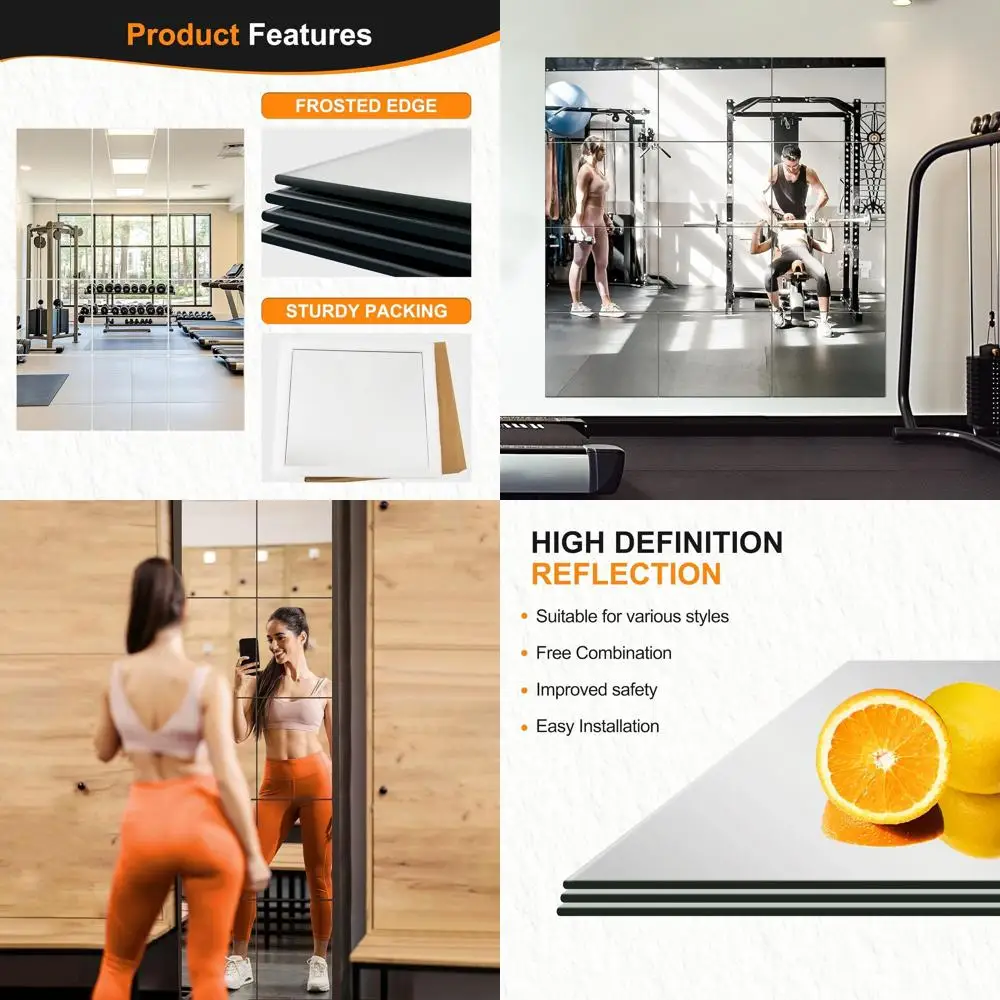 

Настенные плитки из закаленного стекла 16x12, 12 шт., ударопрочные, для декора дома, спортзала, ванной, спальни и гостиной