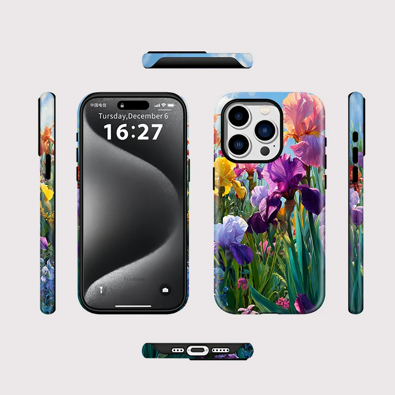 Fcicicase الصلب PC ماتي جراب هاتف آيفون 17 الهواء 16 15 14 13 12 برو ماكس زائد الأزهار ل Magsafe المغناطيسي للصدمات غطاء #2