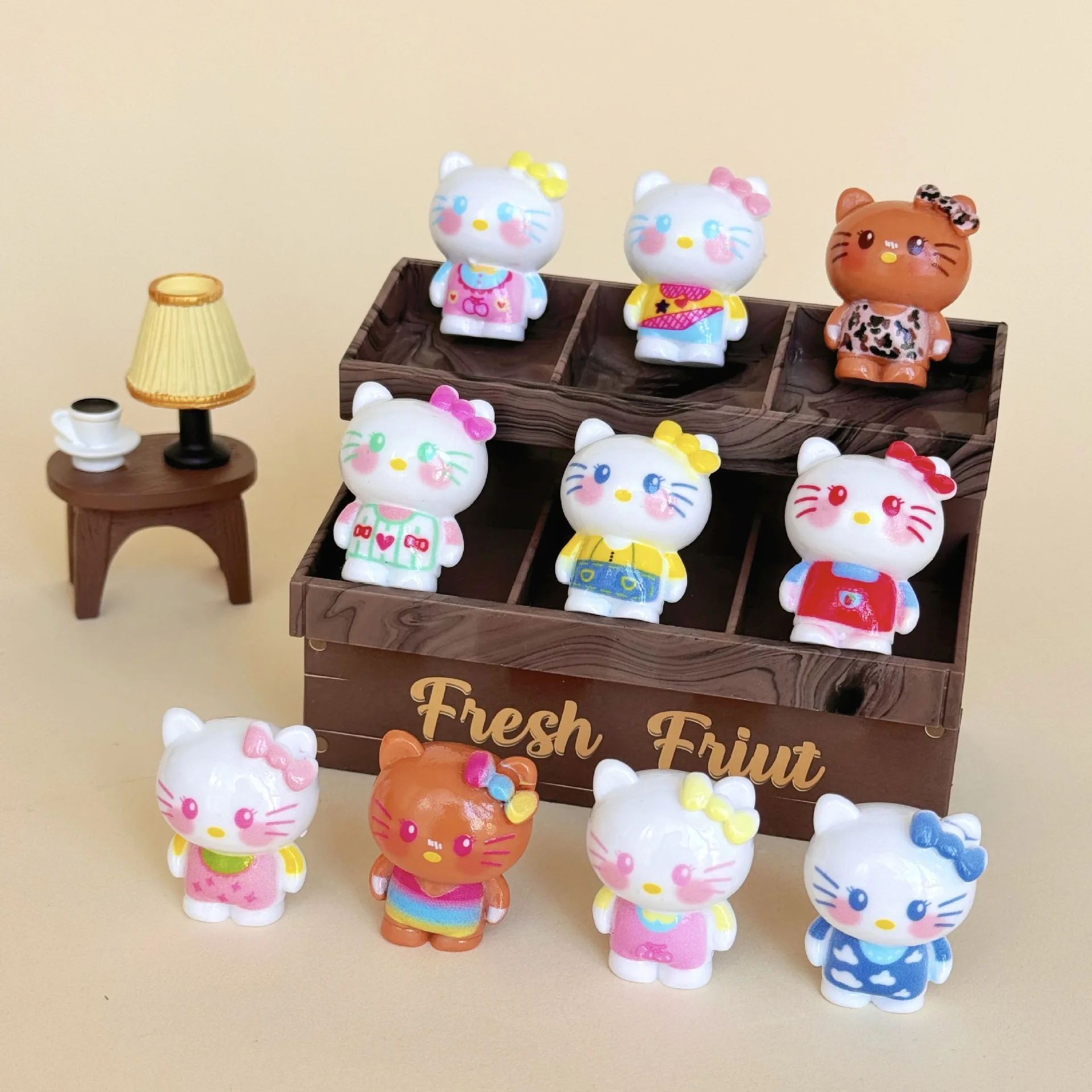 

10 шт., аниме кукла Китти, креативные DIY куклы из ПВХ, украшения, поделки, элитные настольные украшения для рождественских подарков
