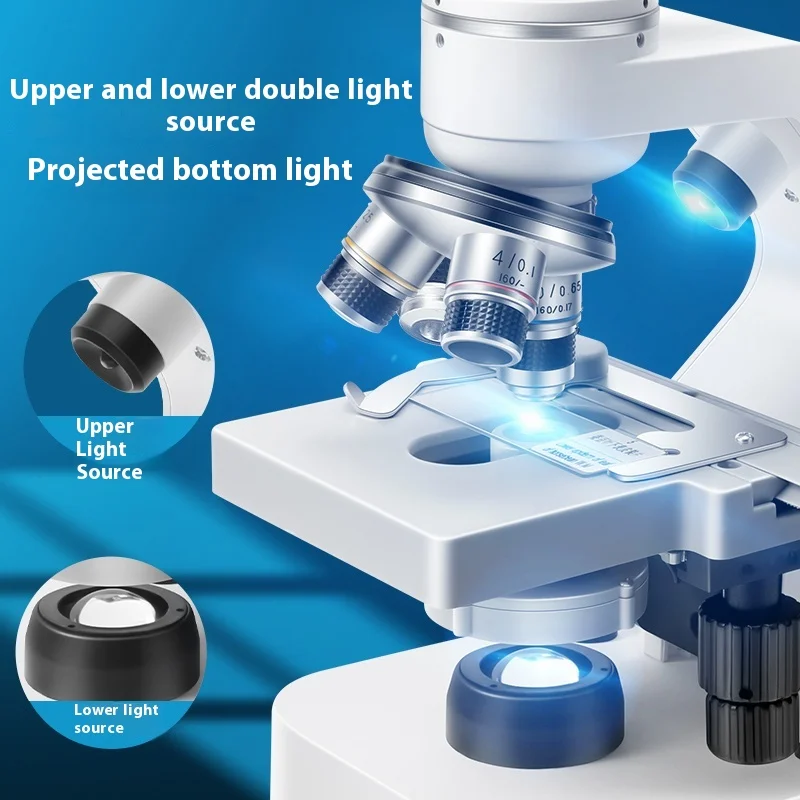 Monocular microscope observation of bacterial cells professional optical experiment primary and secondary school children scient