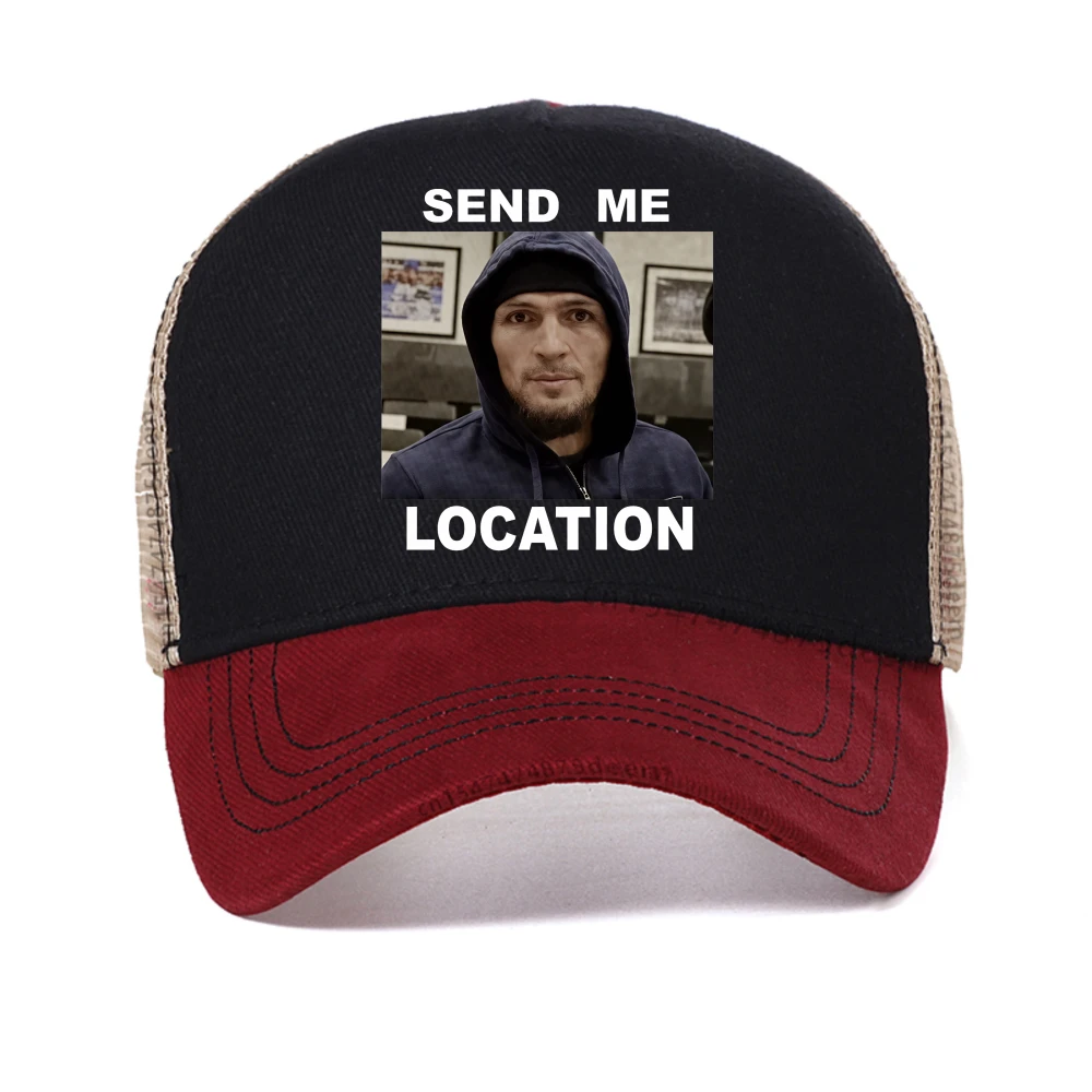 

Khabib Nurmagomedov Send Me Location baseball cap men women Casual Streetwear Fashion sun hat adjustable mesh Trucker Caps
