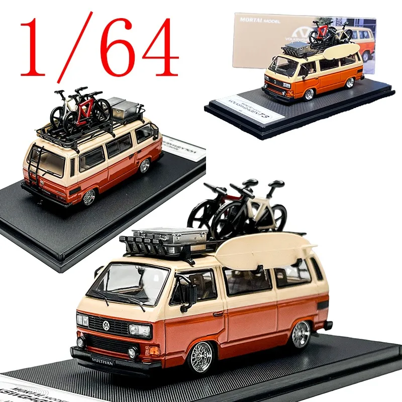 Mortal Diecast 1/64 escala Volkswagen coches modelo de aleación Volkswagen T3 Lie Low naranja vehículos de juego juguetes para niños regalo caja Original