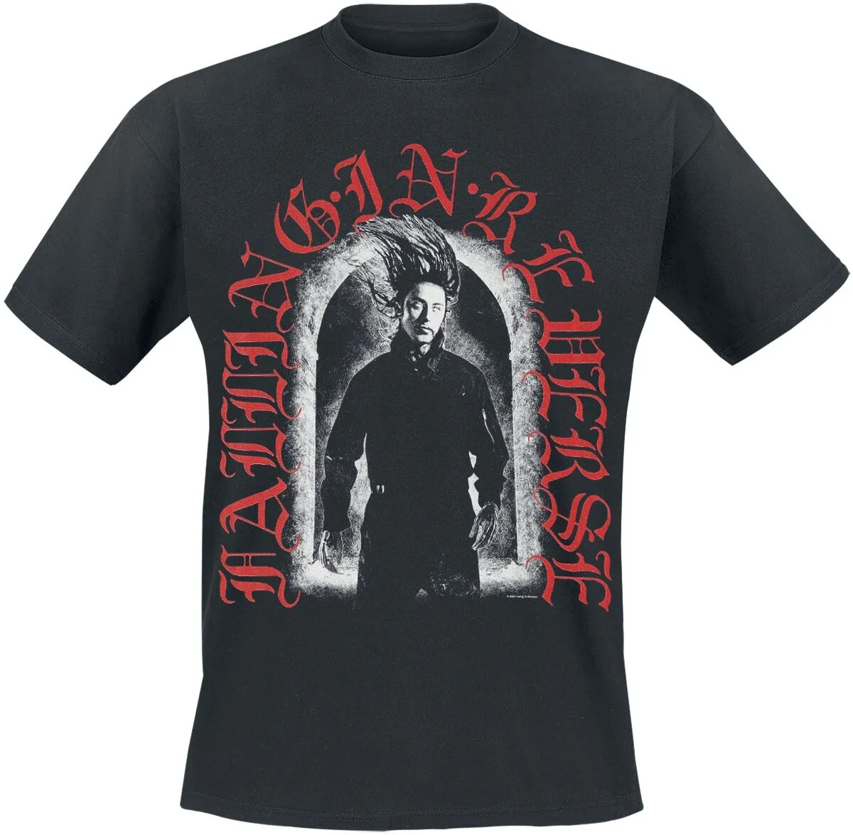 Falling in Reverse Gothic Arch Print T-Shirt Unisex Rock Band Fans Casual Tee Men Women Dark Style Crew Neck