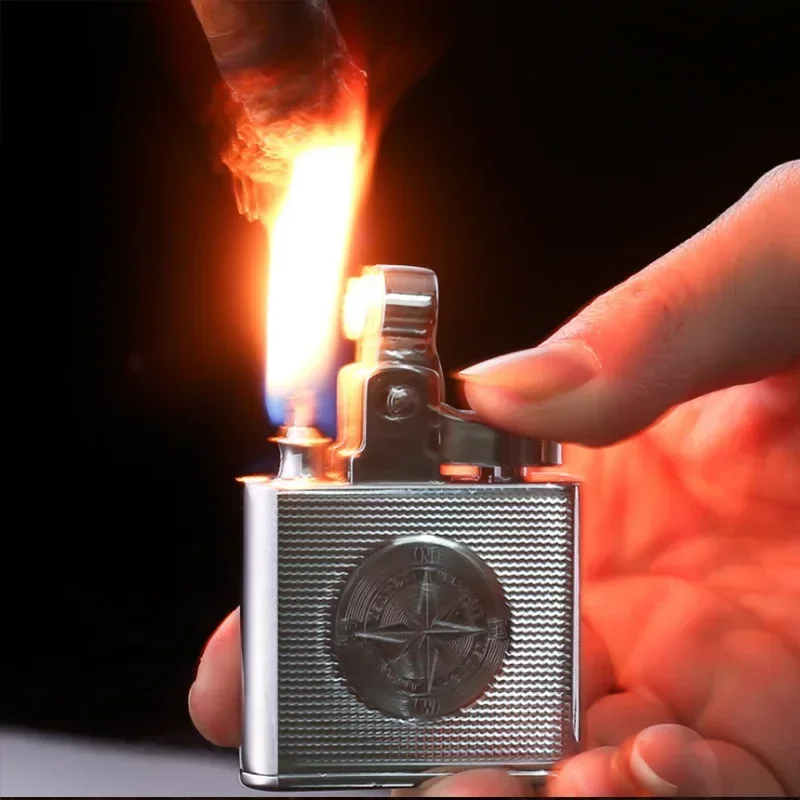 Baicheng Qinghui-Retro Kerosene Lighter, Open Flame, Personalized Outdoor Metal Smoking Cigarette Lighter Gift, Creative Gift