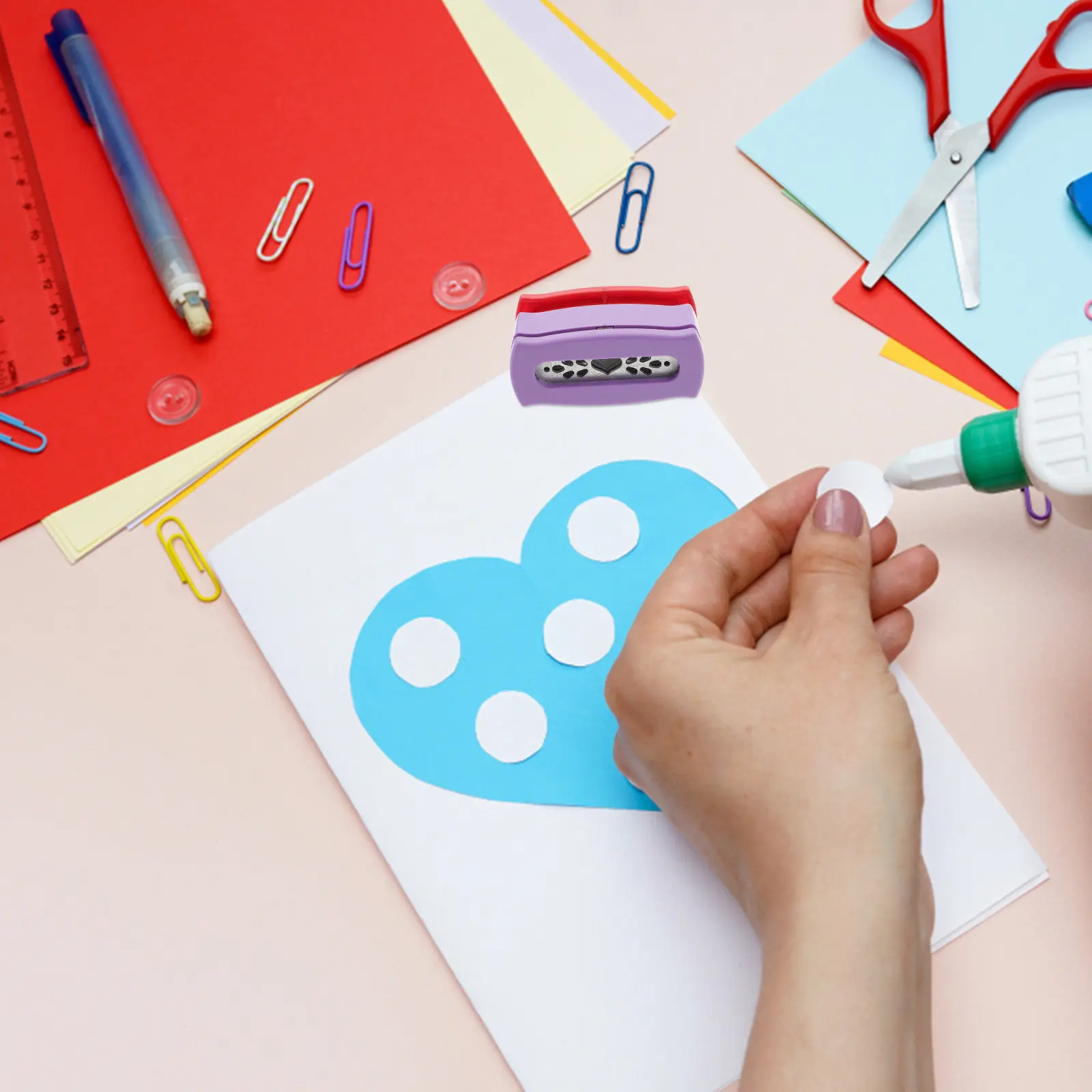 Paper Puncher DIY Plastic Punch Scrapbook Hole Punch for DIY Greeting Card Crafting Paper Punches for Crafting