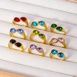 Premium Open-Adjustable Ring - 14K Gold-Plated Stainless Steel with Sparkling Zirconia for Women