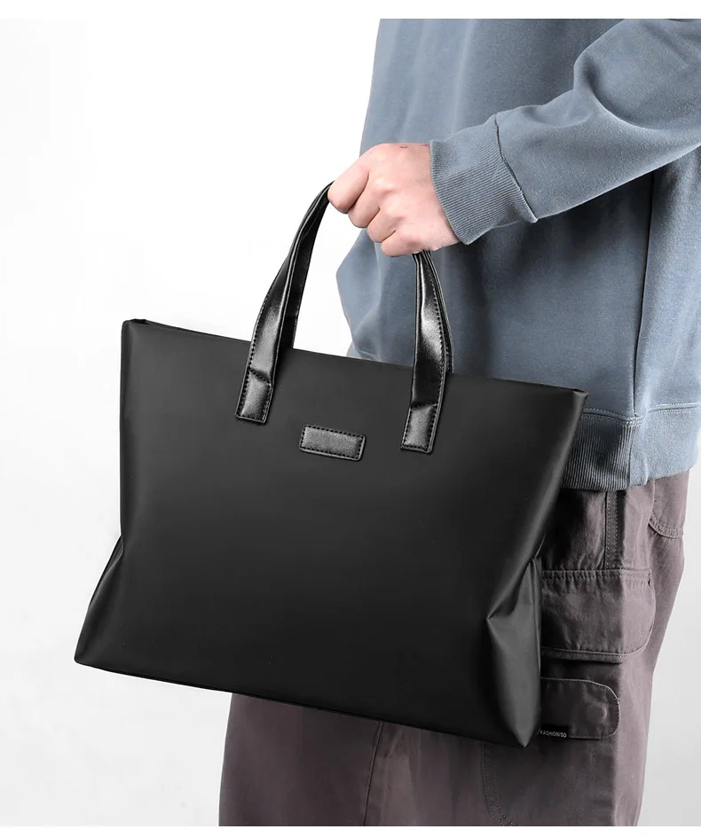 Waterproof nylon portable document 14-inch notebook storage briefcase Business office large-capacity men's handbag
