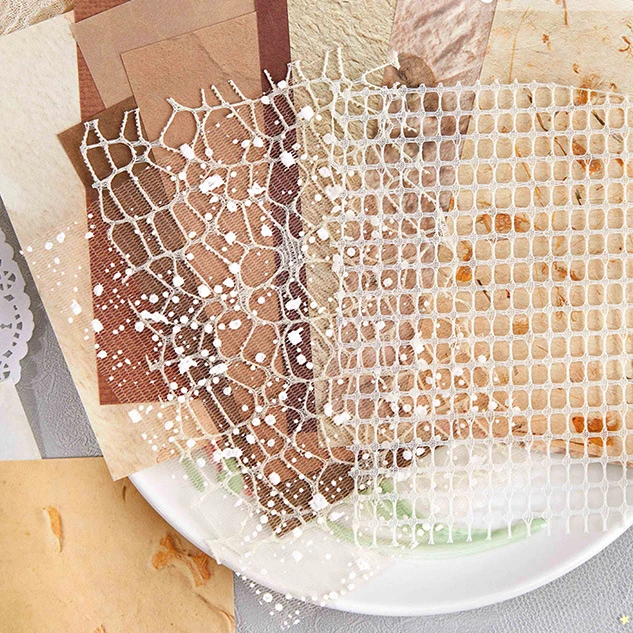 Romantic Paper Texture Series Vintage Lace Hollow Mesh Landscape Material Creative DIY Junk Journal Material Collage Stationery