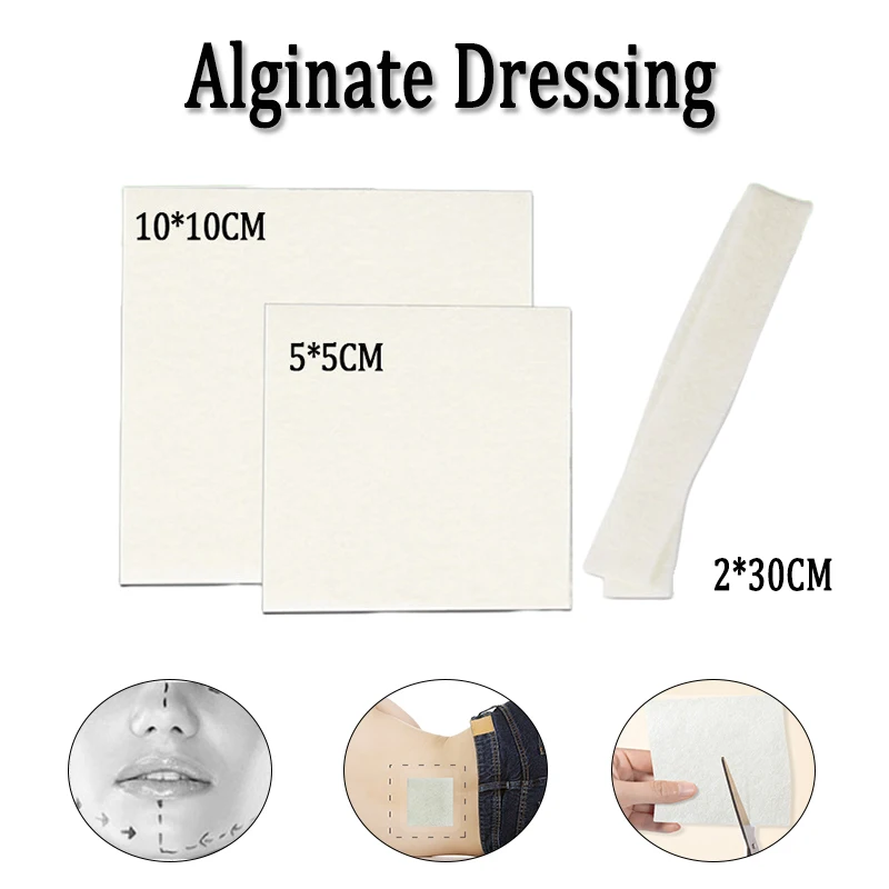 2Pcs Medical Sterile Alginate Dressing Pressure Sore Patch Hemostasis Non-self-adhesive Postoperative Wound Care Dressing