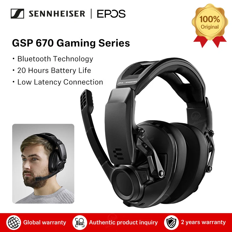 Sennheiser Epos GSP 670 Gaming Series Closed-Back Wireless Bluetooth Gaming Headset Independent Control For Chat And Game Audio