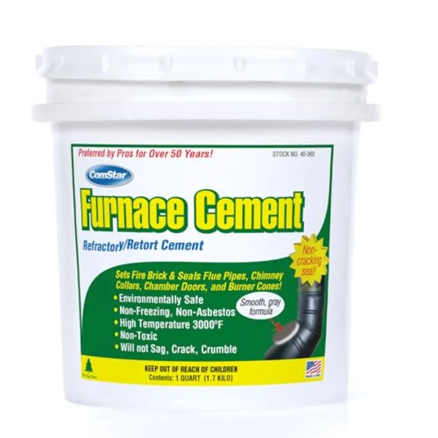 

Furnace Cement1 Quart-Non-Freezing 3 000°F High-Temp Refractory and Retort Cement-Ready-to-Use High-Heat Paste for Fireplaces W