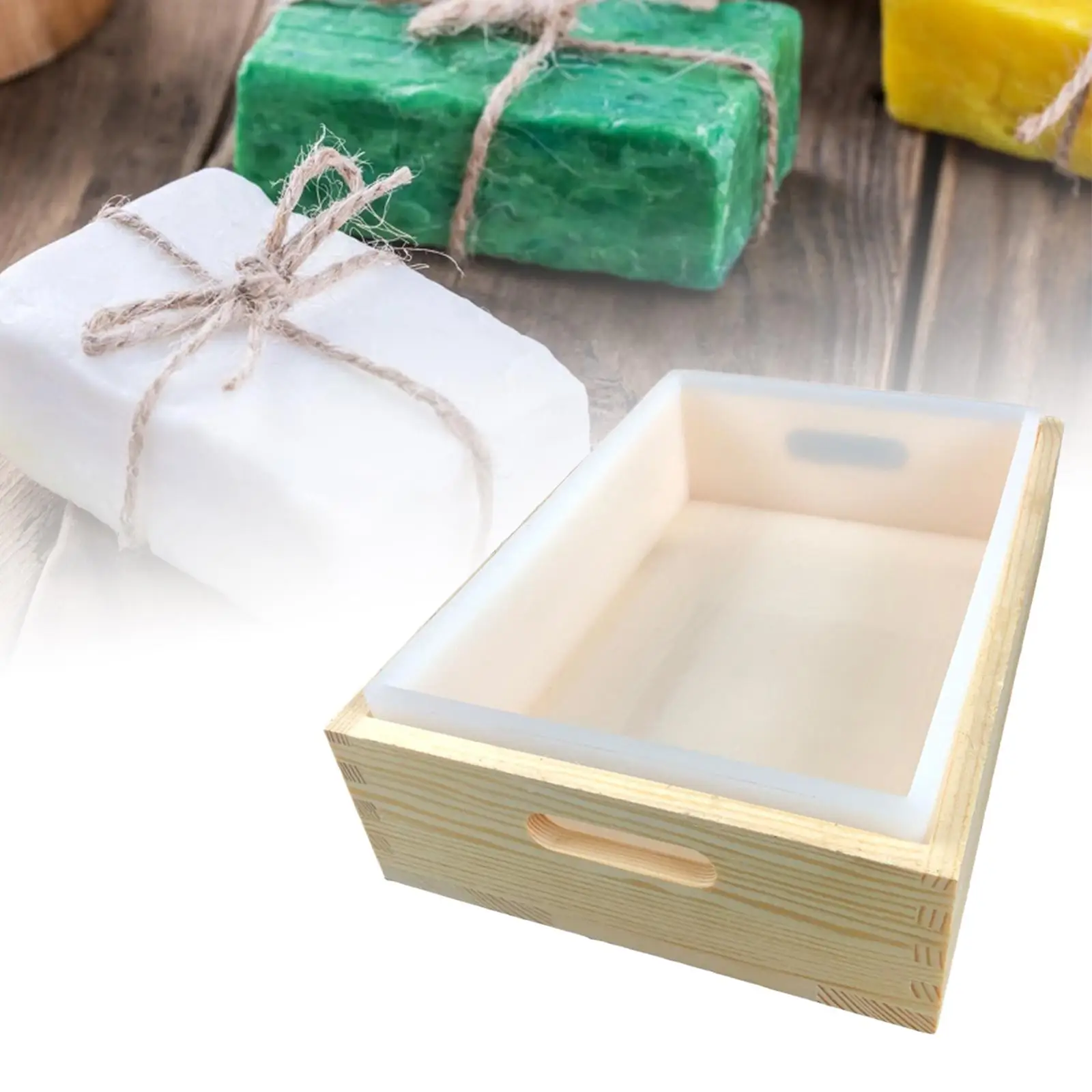 Big Size Silicone Soap Mold Rectangle Mould with Wooden Box DIY Handmade Swirl Soap Making Tool