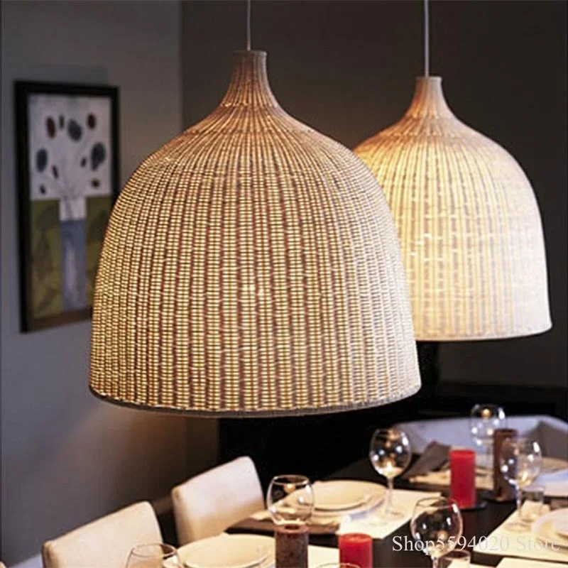 

Rattan Bamboo Pendant Lights Shop Decor Hanglamp Home Decor Dining Room Loft Led Handmade Hanging Lamp E27 nordic luminaria