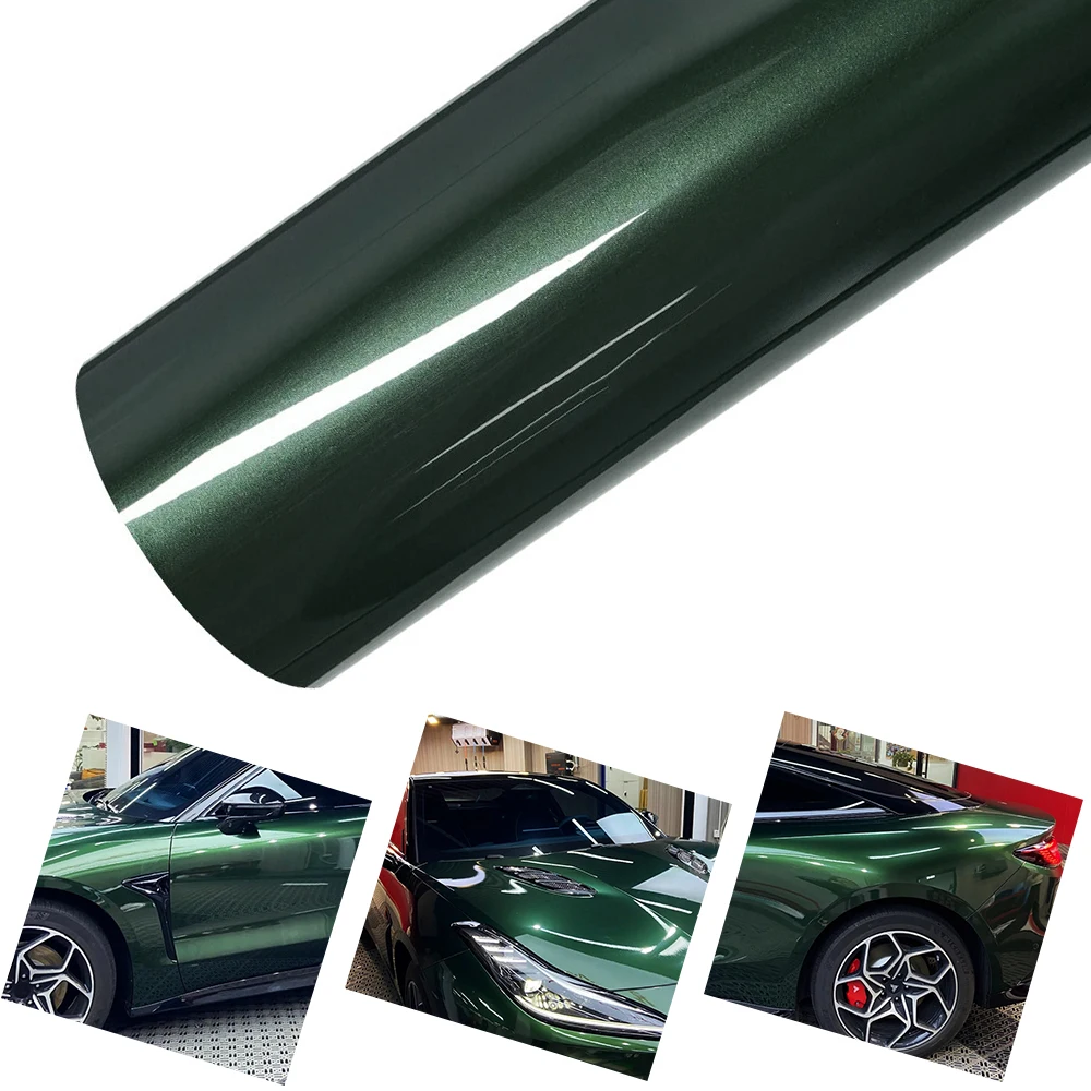 Car Vinyl Film PET Ultra Bright Series Midnight Green Car Wrap Film Air Release Waterproof Motorcycle Auto Body Decoration Decal